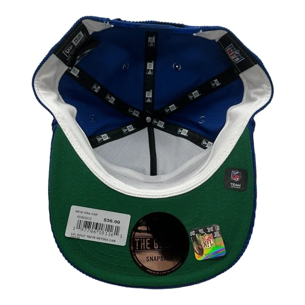 New Era The Golfer New York Giants Snapback Hat Cap NFL Corduroy Script Blue